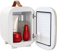 4 L / 6 canettes Mini réfrigérateur, 2 en 1 Petit réfrigérateur Fonction de refroidissement et de chauffage, serrure Réfrigérateur compact pour boissons 9 V DC / 220 V AC pour bureaux et dortoirs, boi
