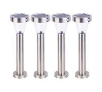 Lunartec : 4 Lanternes de jardin solaires Silva en acier inoxydable G