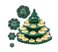 4 Layer Ceramic Christmas Tree Deviled Egg Holder, 20cm Christmas Tree Shaped 26 Hole Eviled Egg Platter for Party Holiday