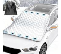 4-Layer Magnetic Windshield Cover for Car, Car Windshield Magnetic Snow Cover, Windshield Frost Protector Cover with Side Window and Rearview Mirror Protector, for Most Cars, SUV, Truck (143*170cm)
