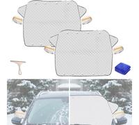 4-Layer Magnetic Windshield Cover for Car - Ultimate Protection from Snow, Frost, Easy to Install with Strong Magnetic Edge, Include Side Mirror Cover, Universal Fit (62.99 * 47.24in,2Pcs)
