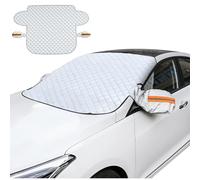 4-Layer Magnetic Windshield Cover for Car, Windshield Frost Protector Cover, Universal Magnetic Snow Cover with Side Window and Rearview Mirror Protector for Most Cars, SUV (Large SUV)