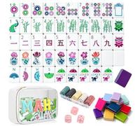4 Layer Mahjong Tiles American, 160 PCS Premium Acrylic mahjongs Tile Set with Clear Engraved Layered tiles, American Set with Dice & Carrying Bag, forTravel Game Nights Family Gatherings (B1)