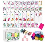4 Layer Mahjong Tiles American, 160 PCS Premium Acrylic mahjongs Tile Set with Clear Engraved Layered tiles, American Set with Dice & Carrying Bag, forTravel Game Nights Family Gatherings (C1)