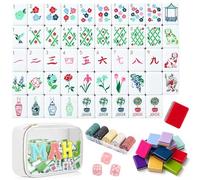 4 Layer Mahjong Tiles American, 160 PCS Premium Acrylic mahjongs Tile Set with Clear Engraved Layered tiles, American Set with Dice & Carrying Bag, forTravel Game Nights Family Gatherings (D1)