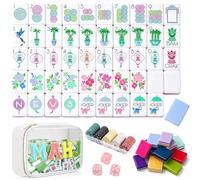 4 Layer Mahjong Tiles American, 160 PCS Premium Acrylic mahjongs Tile Set with Clear Engraved Layered tiles, American Set with Dice & Carrying Bag, forTravel Game Nights Family Gatherings (F1)