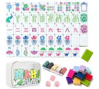4 Layer Mahjong Tiles American, 160 PCS Premium Acrylic mahjongs Tile Set with Clear Engraved Layered tiles, American Set with Dice & Carrying Bag, forTravel Game Nights Family Gatherings (H1)