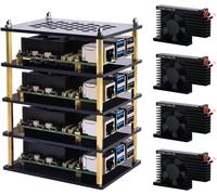 4 Layers Acrylic Case with Armor Lite V5 Active Cooler for Raspberry Pi 5 4GB/8GB Brown