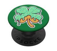 4 Leaves Clover Ice Cream Drip Shamrock St Patricks Day PopSockets PopGrip Adhésif