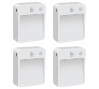 4 LED Night Lights Automatic Dusk to Dawn Photo Sensor Night Lighting Wall Sconce Battery Powered Stairway Hallway Light