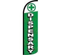 4 Less Co DISPENSARY Drapeau à plumes sans vent 0,9 x 3,5 m de haut (drapeau uniquement) GQ