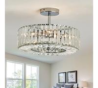 4 Lights Crystal Black Round Semi Flush Mount Ceiling Light Fixture Farmhouse Chandelier for Dinning Living Room Bedroom Hallway Entryway Kitchen