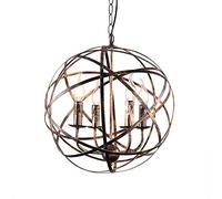 4-Lights E14 Creative Earth Iron Ceiling Hanging Chandelier Ceiling Lighting Fixtures Decoration American Retro Rust Color Metal Pendant Lights Modern Chandeliers