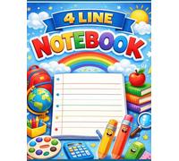 4 Line Practice Notebook for Kids 3- 6 years (Colored): Handwriting Practice with Wide Ruled Lines