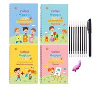 4 Livres Cahier De Pratique Magique, Calligraphie, Cursive Pour Enfant, Vacances Maternelles
