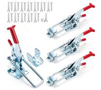4 Loquet à Bascule Autoverrouillants Galvanisé, Crochet Fermeture Porte | Loquets de Caisse, Verrou, Loquet Porte, Fermeture Porte, Force de Serrage : 350 Kg, Loquet GH-431, Fourni Avec Des Vis M6