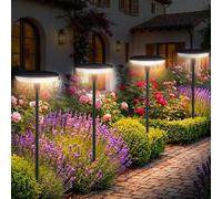 4 Lumières Lampe Solaire Exterieur Jardin,1000mAh Étanchéité IP65 Lumiere Solaire Extérieure Blanc Chaud, 50/82CM Hauteur, Super Lumineux 34 Lumens,Lumière Décoration pour Allées Extérieures, Jardin