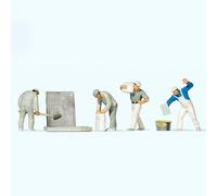 4 maçons pour ravalement de façade d'une maison HO-1/87-PREISER 10654