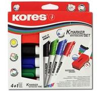 4 Marqueurs Effaçables À Sec - Pointe Ogive - 1 Éponge Pour Tableau Blanc - Kores Blanc G