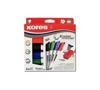 4 Marqueurs Effaçables Sec - Pointe Ogive - 1 Eponge Pour Tableau Blanc -