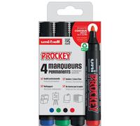 4 Marqueurs Permanents - Indélébile - Pointe Conique - Assortis - Prockey - Uni-Ball