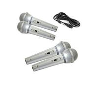 4 Microphones Chant KARAOKE Conférence, Musique Dynamique Unidirectionnel SIlver/ Câble XLR-XLR 3m