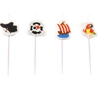 4 mini-bougies personnage - 6,7cm - "Petit pirate" - Décoration de fête pirate