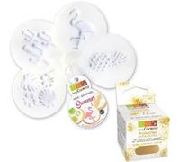 4 mini pochoirs à gâteaux Summer Ø 6 cm + paillettes dorées -