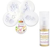 4 mini pochoirs à gâteaux Summer Ø 6 cm + Poudre alimentaire irisée dorée