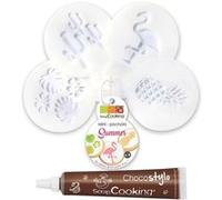 4 mini pochoirs à gâteaux Summer Ø 6 cm + Stylo chocolat Multicolore