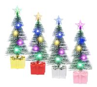 4 Mini Sapin de Noel Lumineux LED, Petit Sapin de Noël Artificiel, Mini Sapin de Noël Lumières Colorées, Petit Sapin de Noël Miniature pour Décoration de Table, Cadeau
