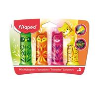 4 mini surligneurs MAPED Fluo'Peps Mini Friends