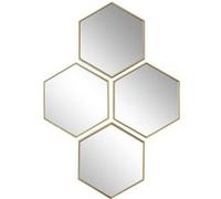 AltoBuy 4 miroirs muraux décoratifs hexagone au Contour doré en polypropylène