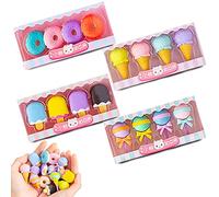 4 Modèles 16 Pièce Gomme Créative, Gommes Mignonnes, Fantaisie Gommes, Amovible, Pour Enfants, Écoles, Étudiants, Papeterie (Glaces/Donuts/Popsicles/Sucettes)