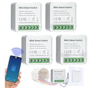 4 modules d'interrupteur intelligents 2 voies - Interrupteur WIFI DIY Compatible avec l'application Tuya, Alexa et Google Home, interrupteur connecté Conducteur neutre nécessaire-S'adapte derrière un