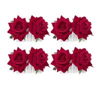 4 Morceaux D'Accessoires De Cheveux À Fleurs Simulés, D'Accessoires De Cheveux Élés, D'Accessoires De Cheveux Classiques Rétro, Adaptés Aux Mariages, Aux Cocktails Et Aux Performances.