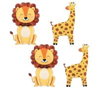4 Morceaux De Ballons D'Animaux, Ballons En Film D'Aluminium Lion, Ballons De Girafe, Fournitures De Décoration De Dessin Animé D'Anniversaire, Ballons De Décoration D'Animaux