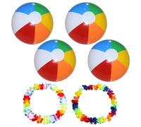 4 morceaux de ballons de plage et 2 jeux de guirlandes, ballons gonflables colorés, jouets gonflables, jouets aquatiques, jouets de plage pour enfants
