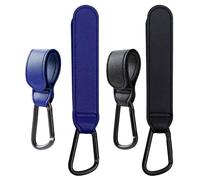 4 Morceaux De Boucle De Poussette, Accessoires De Poussette, Outils Suspendus D'Articles, Crochet En Cuir Pu (Noir, Bleu Foncé).