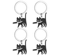 4 Morceaux De Chaîne De Clés De Chat Noir, Clés De Caricat-Clés, Pendentif pour Chats Noirs, Cadeau De Chat Noir, Cadeau pour Les Amoureux des Chats, Clés Doux.