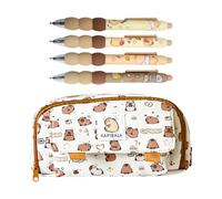 4 Morceaux De Kapibara Abbey Begonable Et 1 Morceau Kapibara Craye Sac, Papeterie Capybara, Capybara -Set, Capybara-Stift, Capybara Crayer Case.