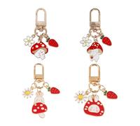 4 Morceaux De Pendentif De Champignons De Dessins Animés, Pendentif Créatif Et Intéressant, Porte-Clés pour Dames, Porte-Clés Mignons, Accessoires d'emballage Arrière.