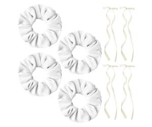 4 Morceaux De Sonnerie De Cheveux En Velours Et 4 Morceaux De Clip De Ruban D'Arc, Corde À Cheveux En Queue De Cheval Simple, Pinceau De Cheveux, Accessoires De Cheveux.