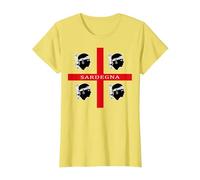 4 Mori Sardegna Flag Sardaigne Cadeau T-Shirt, Femme, Citron, L