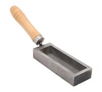 4" Moule de moulage barre d'or à poignée bois avec 2 blocs fer, moule à lingot fonte barre d'or à rainure d'huile portable pour faire fondre l'argent, cuivre, l'aluminium et laiton