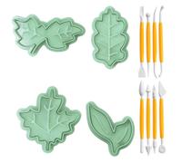 4 Moules À Feuilles, 8 Couteaux À Découper, Emporte-Pièces, Emporte-Pièces En Feuilles, Emporte-Pièces En Plastique Pour Fondant, Ensemble D'Accessoires De Pâtisserie.