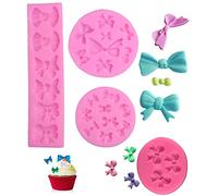 4 Moules à Fondant d’Arc en Silicone, Moule à Décor de Chocolat Bowknot Bow Sucre