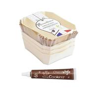 4 Moules Bois Rectangle + 8 Caissettes De Cuisson + 1 Stylo Chocolat Offert