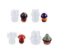 4 Moules En Résine De Champignon Mignon, Ensemble De Moules En Silicone Pour Moulage Époxy, Bricolage, Bougie Parfumée, Savon, Décor Artistique
