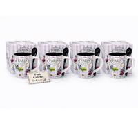 4 Mugs Souvenir de Paris Tour Eiffel - Tasses en Céramique 320 ml avec Cuillères et Coffrets Cadeaux Prêts à Offrir - Cadeau Original pour Femme, Idée Cadeau Café Thé Chocolat (ROSE ET NOIR)